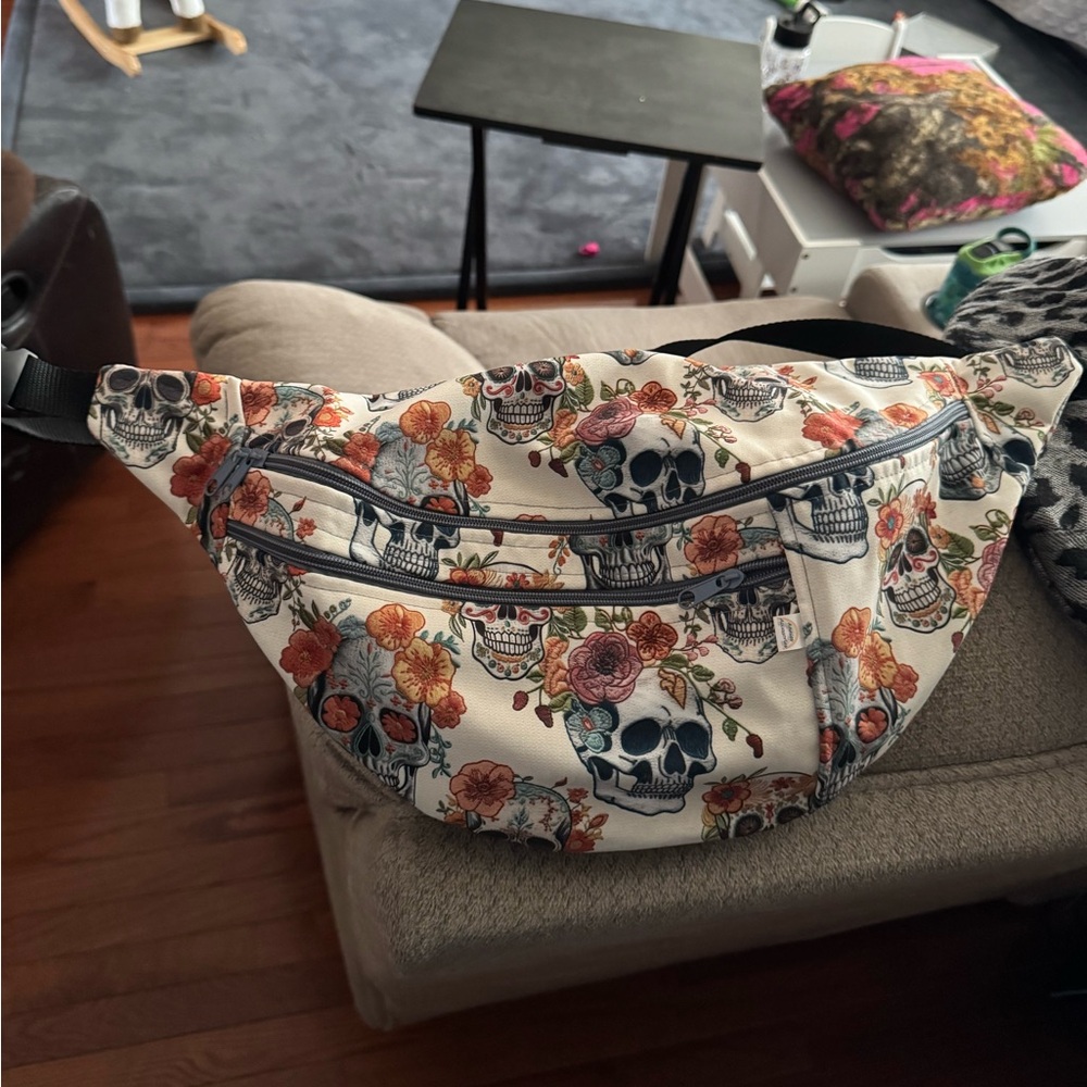 Skull and floral bum bag